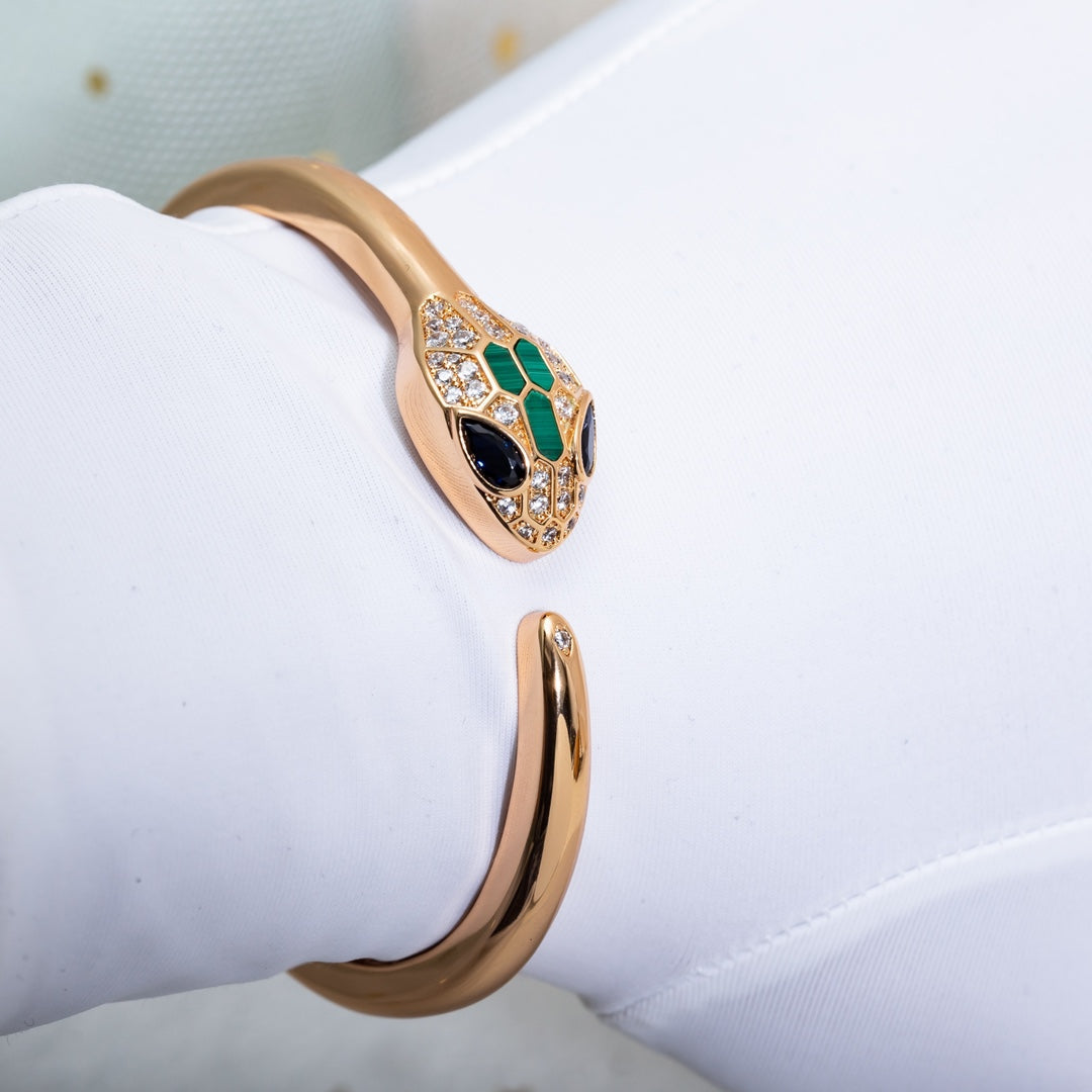 BVLGARI SERPENTI BRACELET PINK GOLD DIAMONDS OPEN