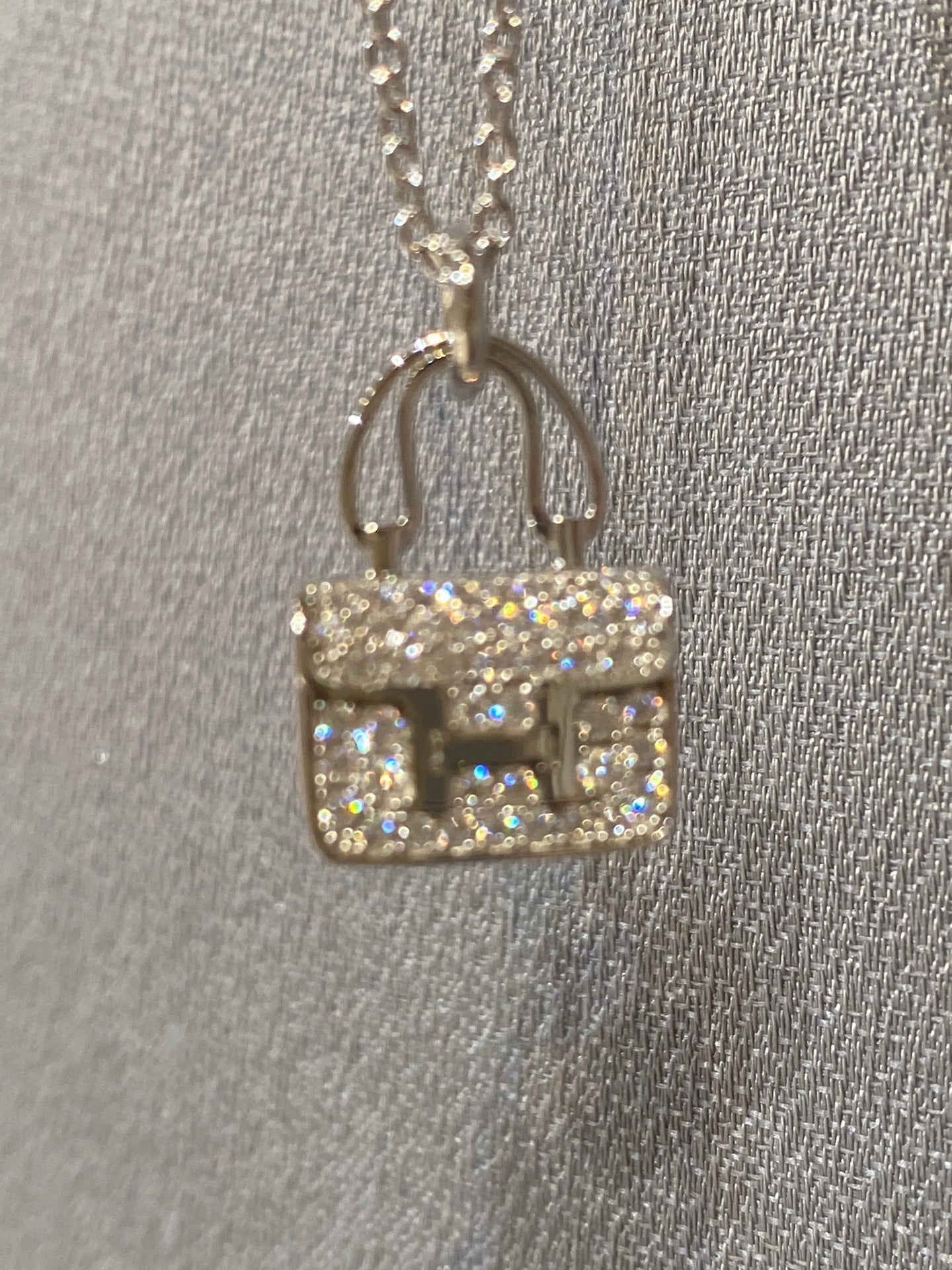 HERMES CONSTANCE PEDANT DIAMOND NECKLACE