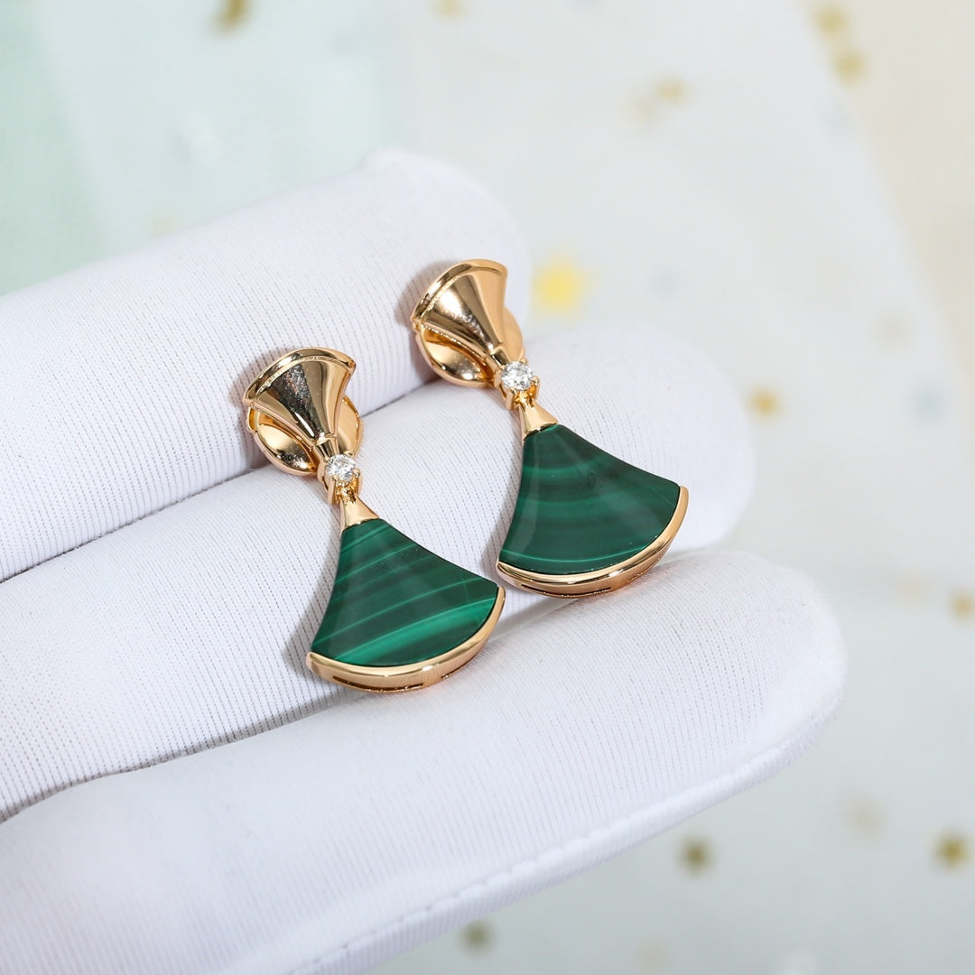 BVLGARI DREAM MALACHITE PINK GOLD EARRINGS