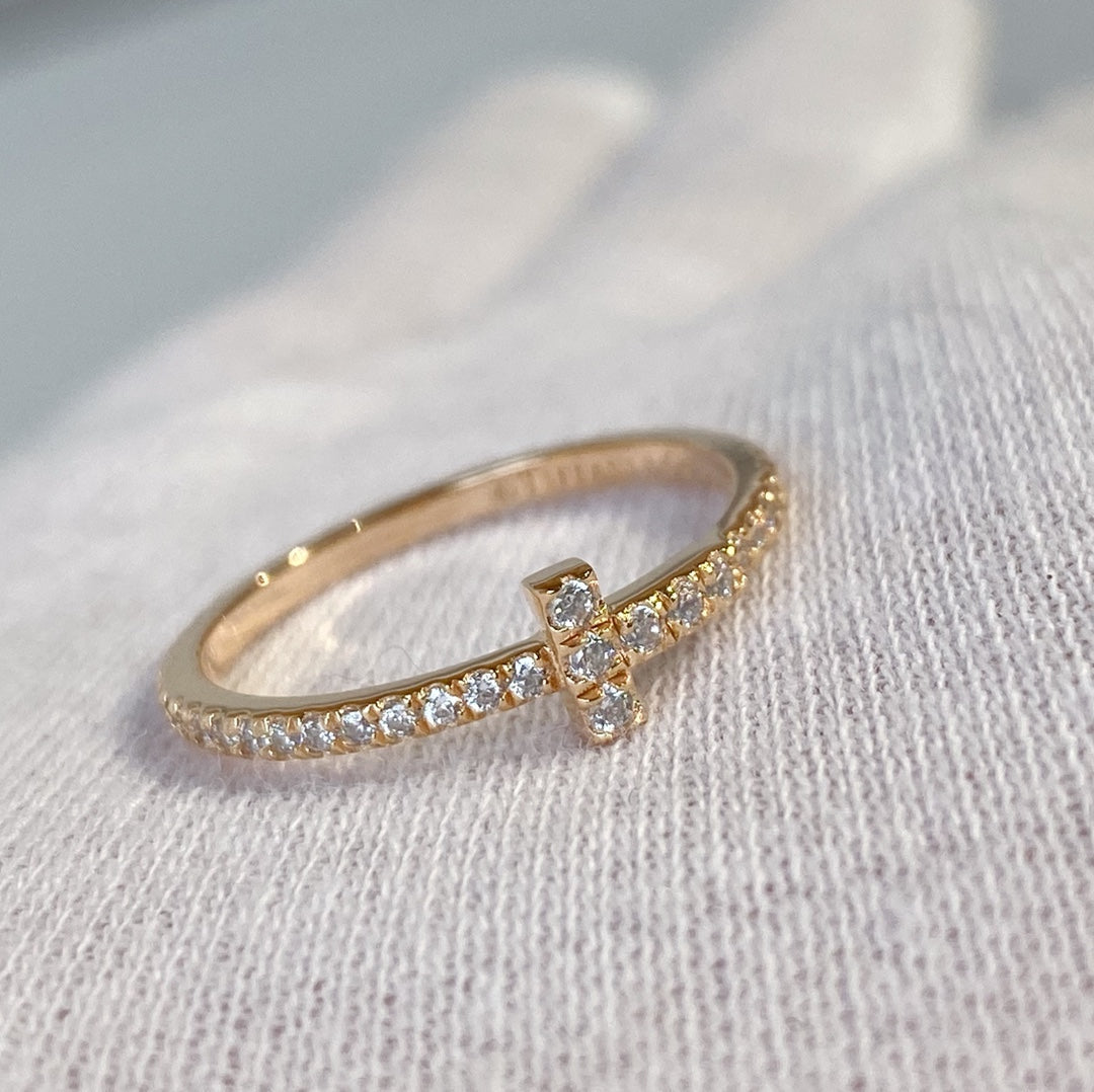 TIFFANY T RING DIAMOND PINK GOLD