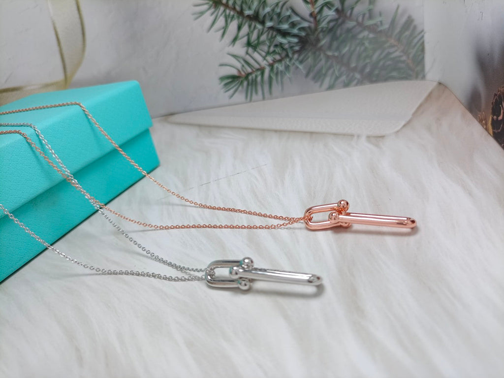 TIFFANY HARDWEAR DROP DOUBLE LINK PEDANT NECKLACE
