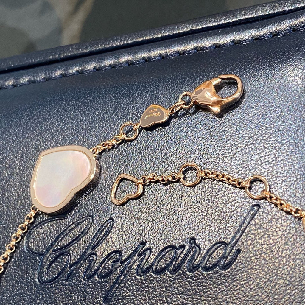 CHOPARD HAPPY HEART WHITE MOP PINK GOLD BRACELET
