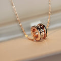 BVLGARI ZERO 1 ROCK PEDANT PINK GOLD BLACK NECKLACE