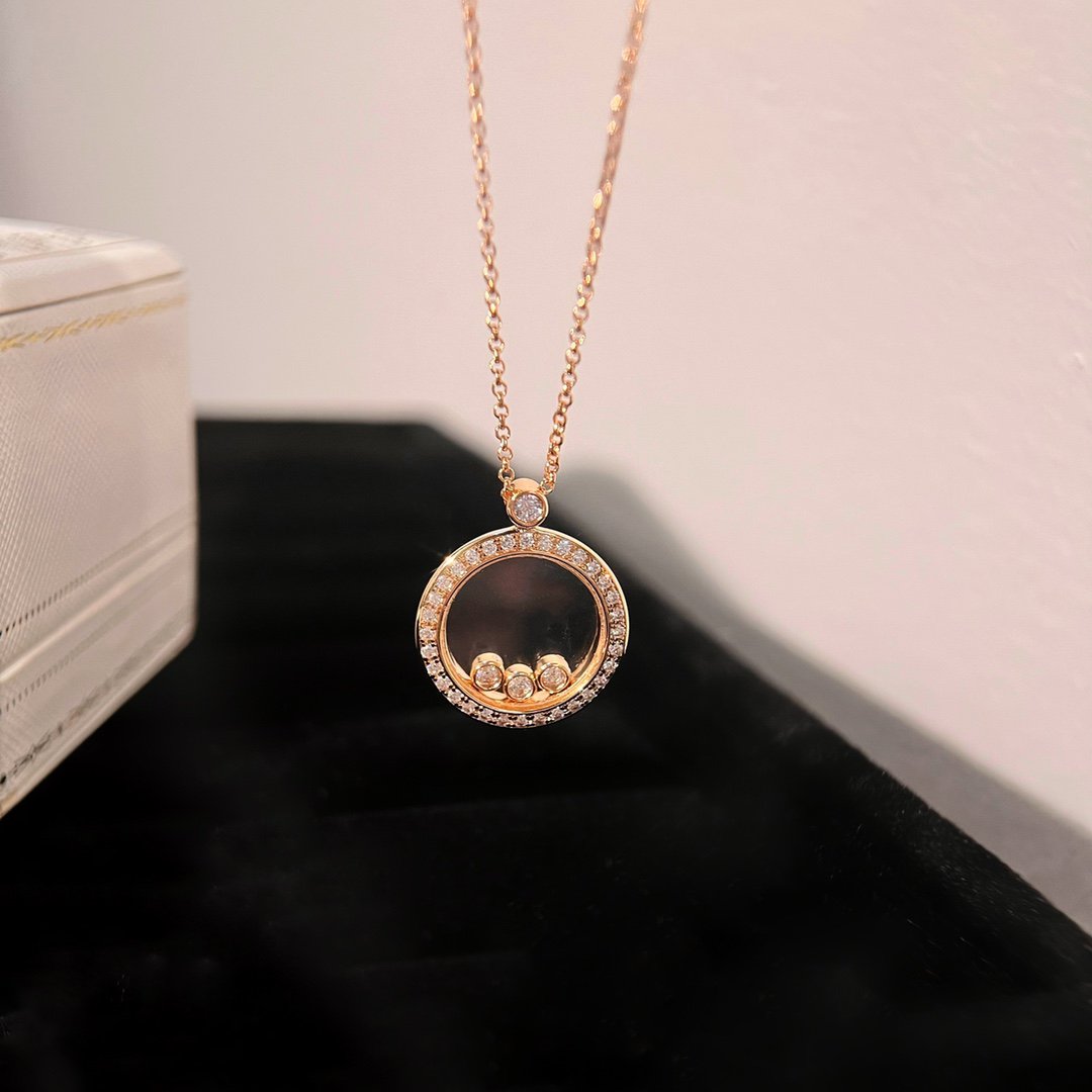 CHOPARD HAPPY HEART DIAMOND PINK GOLD NECKLACE