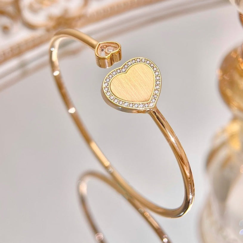 CHOPARD HAPPY HEART BRACELET PINK GOLD TIGER EYE DIAMOND