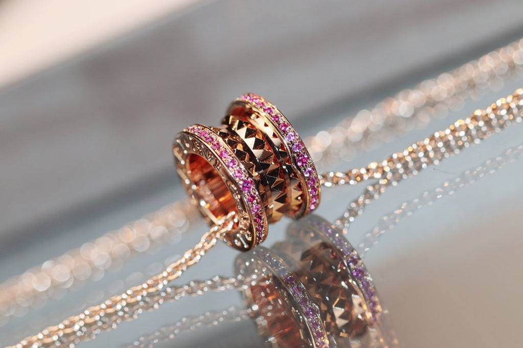 BVLGARI ZERO 1 ROCK PINK GOLD PINK DIAMOND NECKLACE