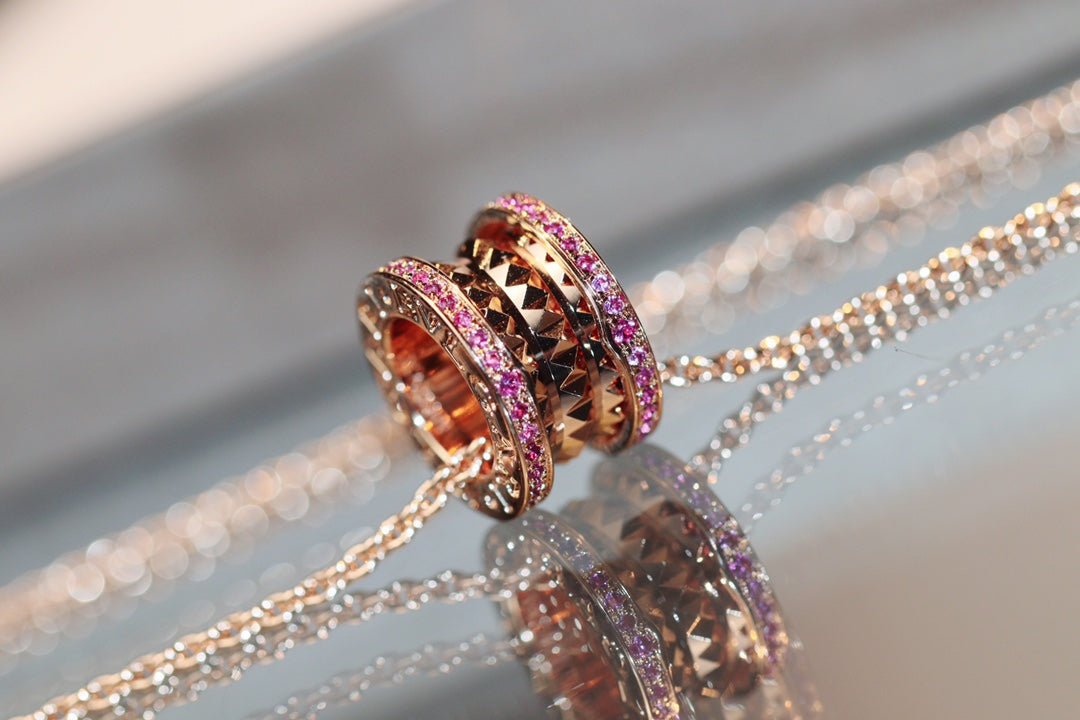 BVLGARI ZERO 1 ROCK PINK GOLD PINK DIAMOND NECKLACE