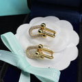 TIFFANY HARDWEAR LINK DIAMOND GOLD EARRINGS