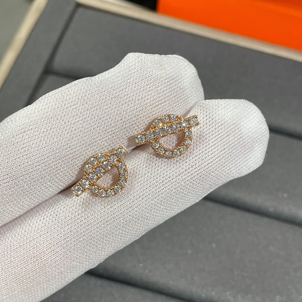 HERMES ECHAPPEE MINI DIAMOND STUD EARRINGS
