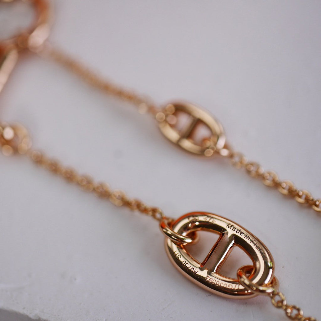 HERMES DANCRE CHAINE 3 MOTIF PINK GOLD BRACELET