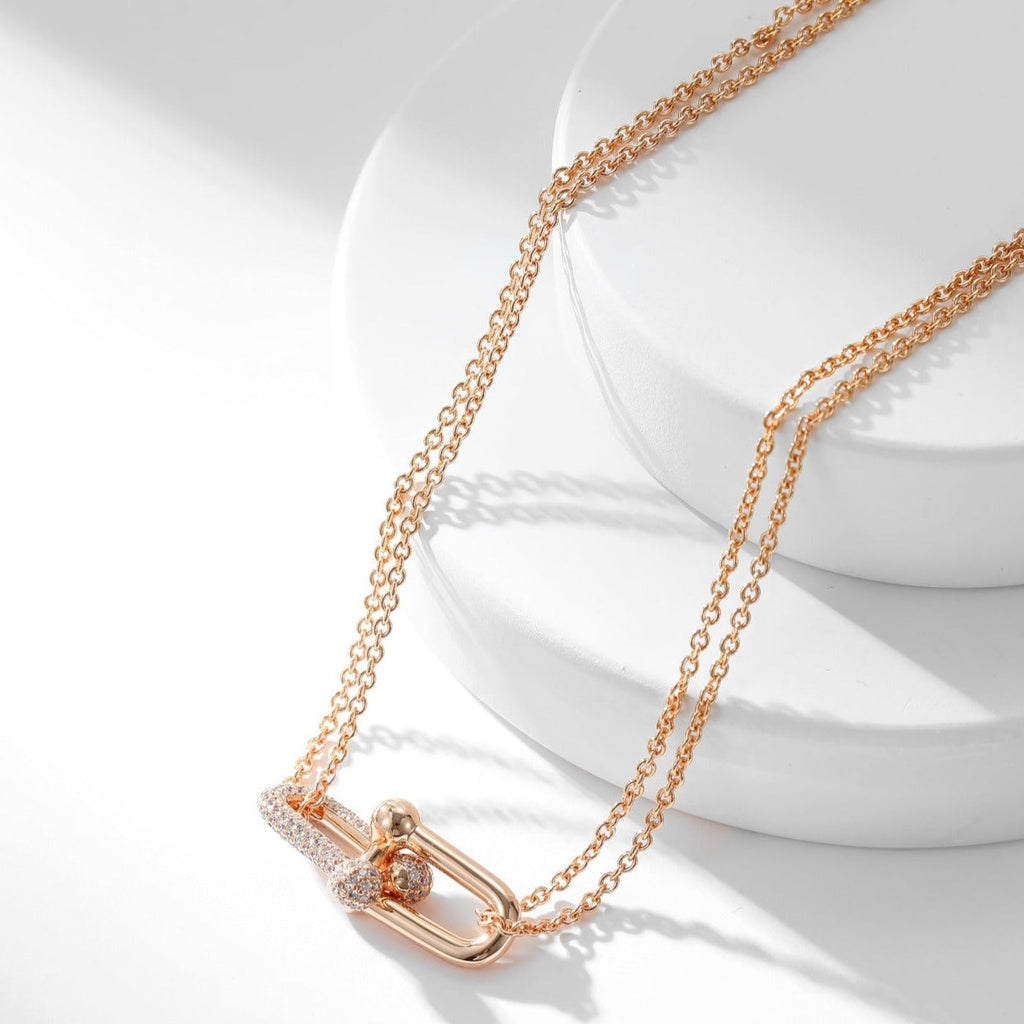 TIFFANY HARDWEAR DIAMOND PEDANT DOUBLE CHAIN NECKLACE
