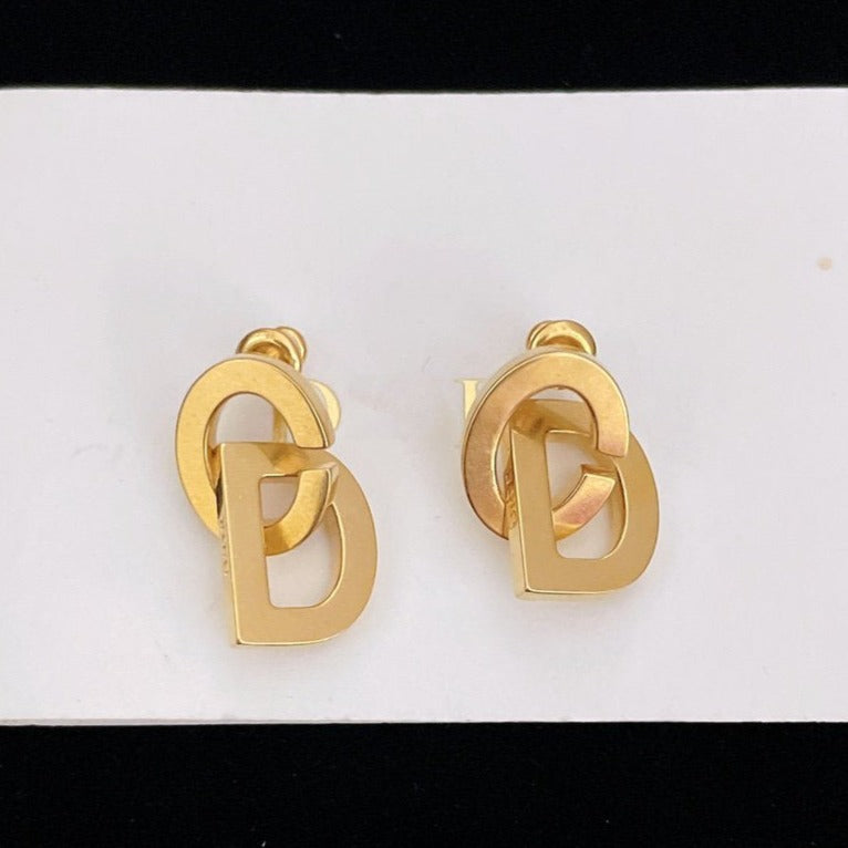 DIOR CD DROP GOLD EARRINGS