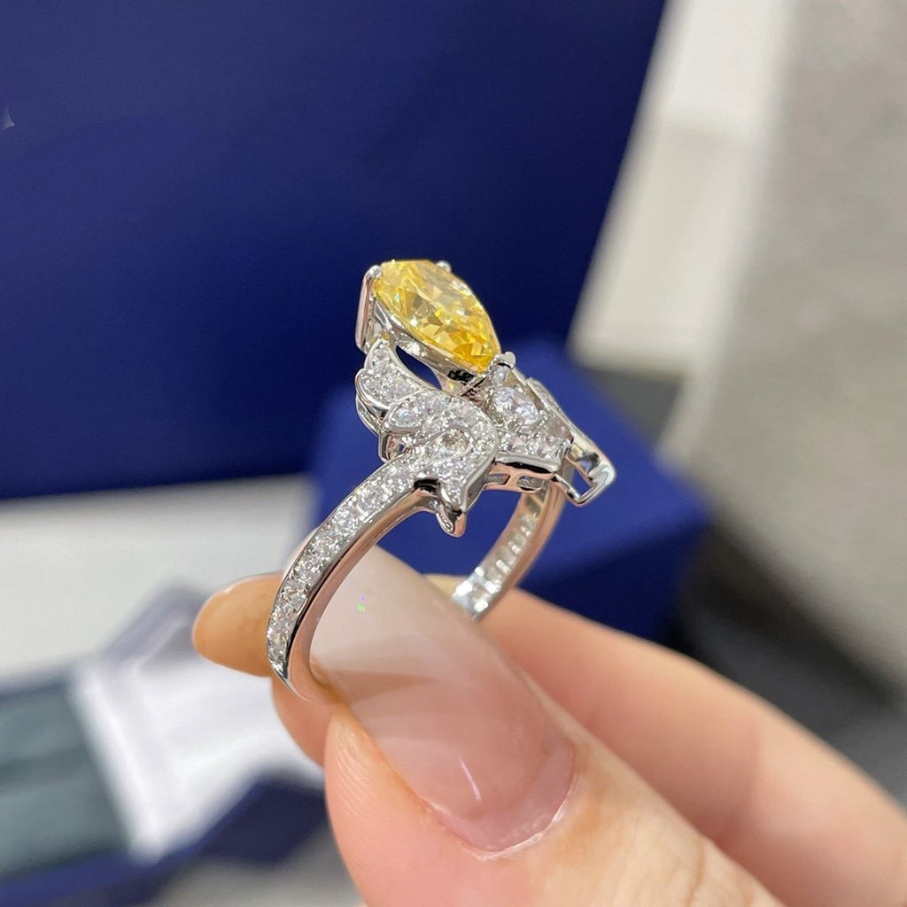 CHAUMET SOIR DE FETE YELLOW DIAMOND SILVER RING