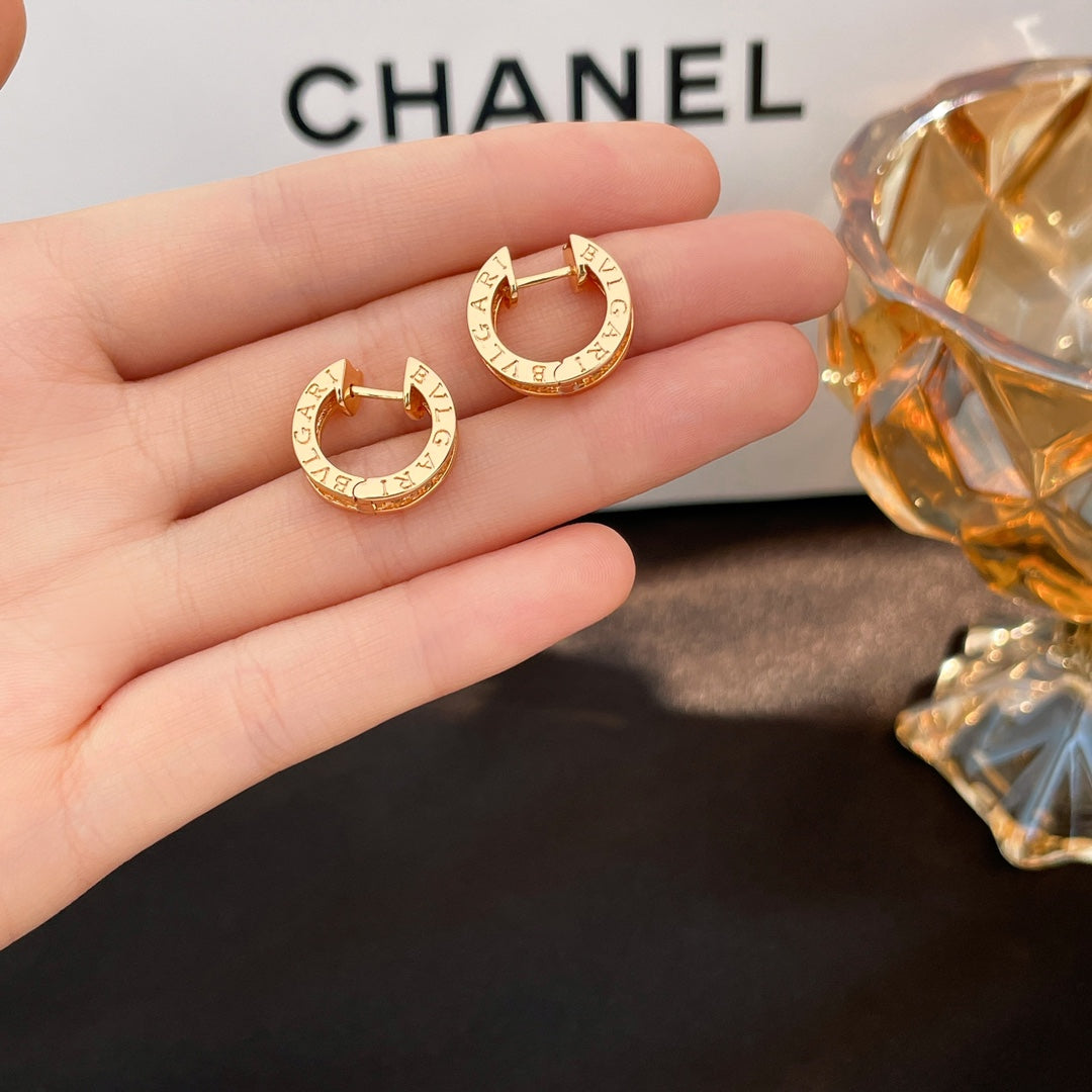 BVLGARI ZERO 1 DIAMOND PAVED MINI PINK GOLD EARRINGS
