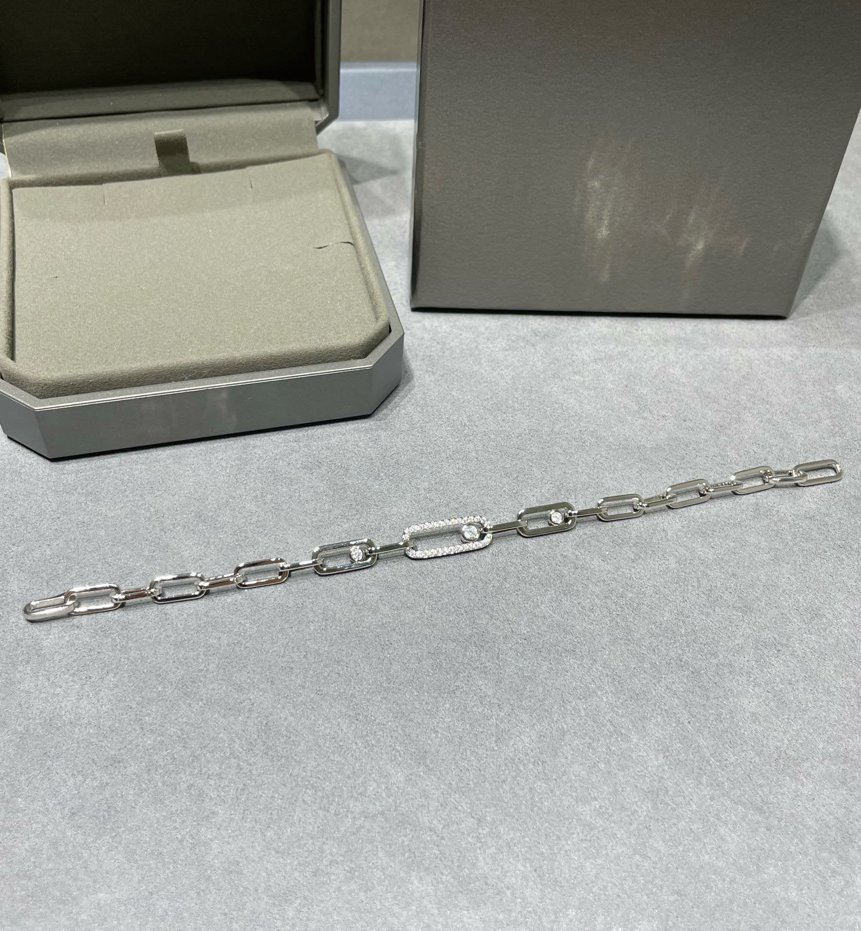 MESSIKA MOVE CHAIN LINK SILVER DIAMOND BRACELET
