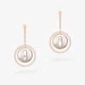 MESSIKA LUCKY MOVE WHITE MOTHER OF PEARL PINK GOLD DIAMOND EARRINGS