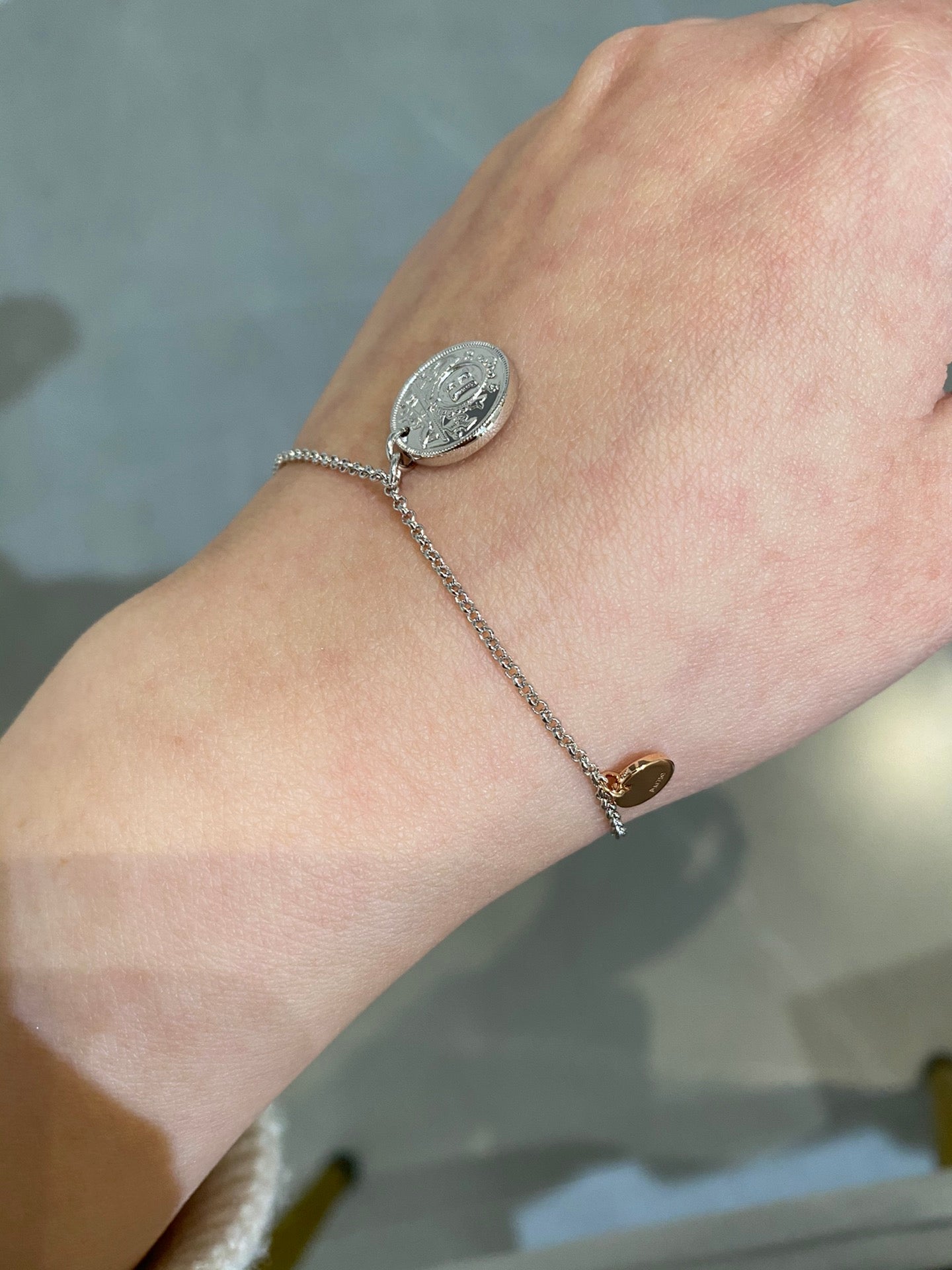 HERMES H Classic Sliver Coin Bracelet
