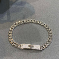 HERMES H Kelly Gourmette Sliver Diamond Bracelet