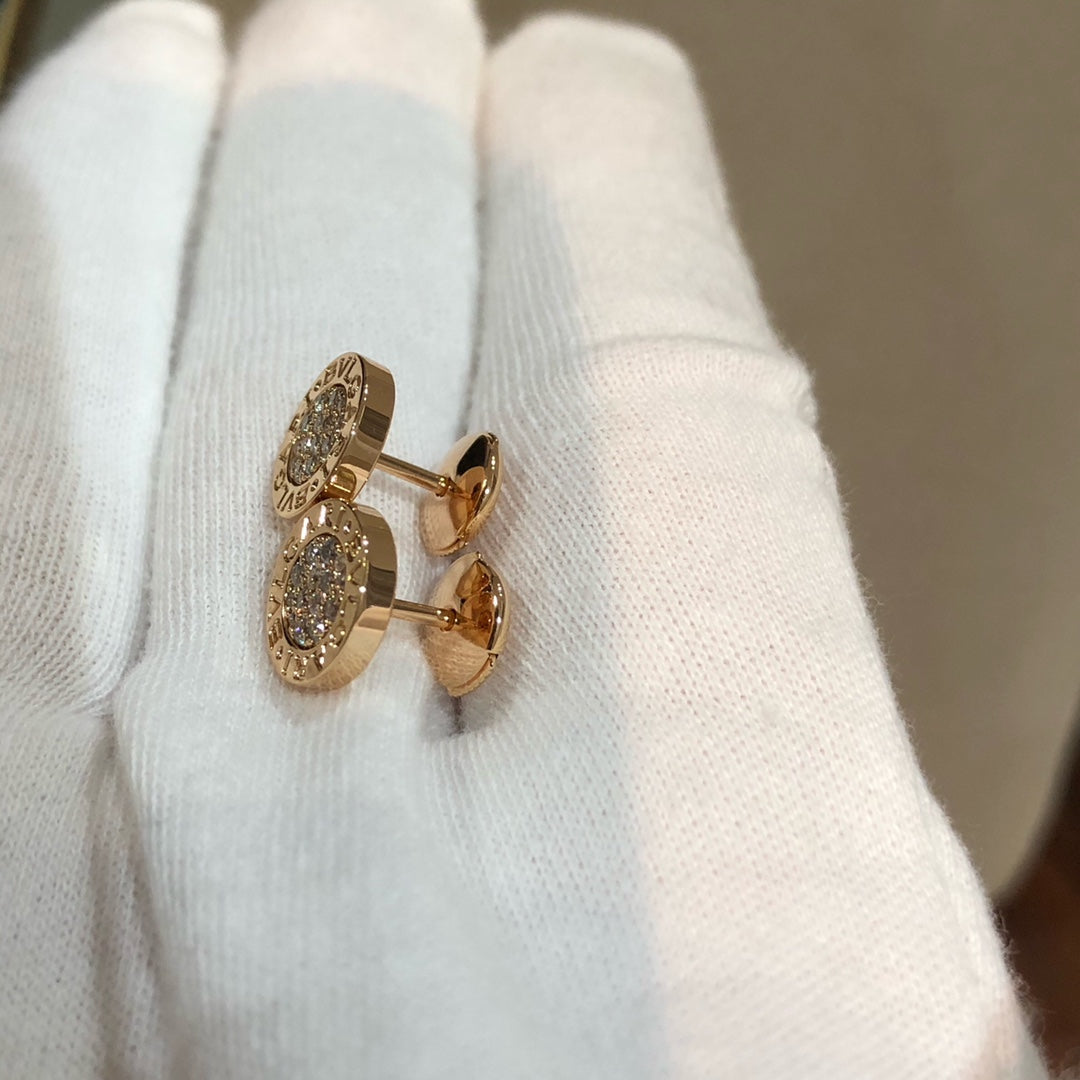 BVLGARI BVL EARRINGS CLUSTER PINK GOLD DIAMOND