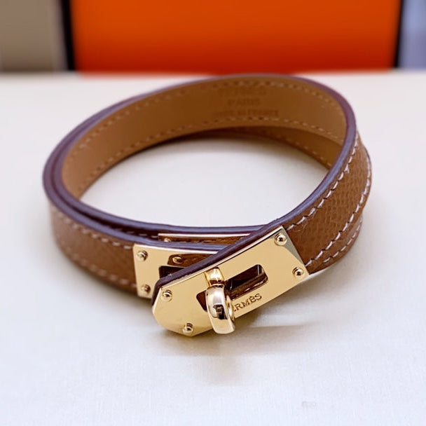 HERMES HM Kelly Double Tour Pink Gold Bracelet