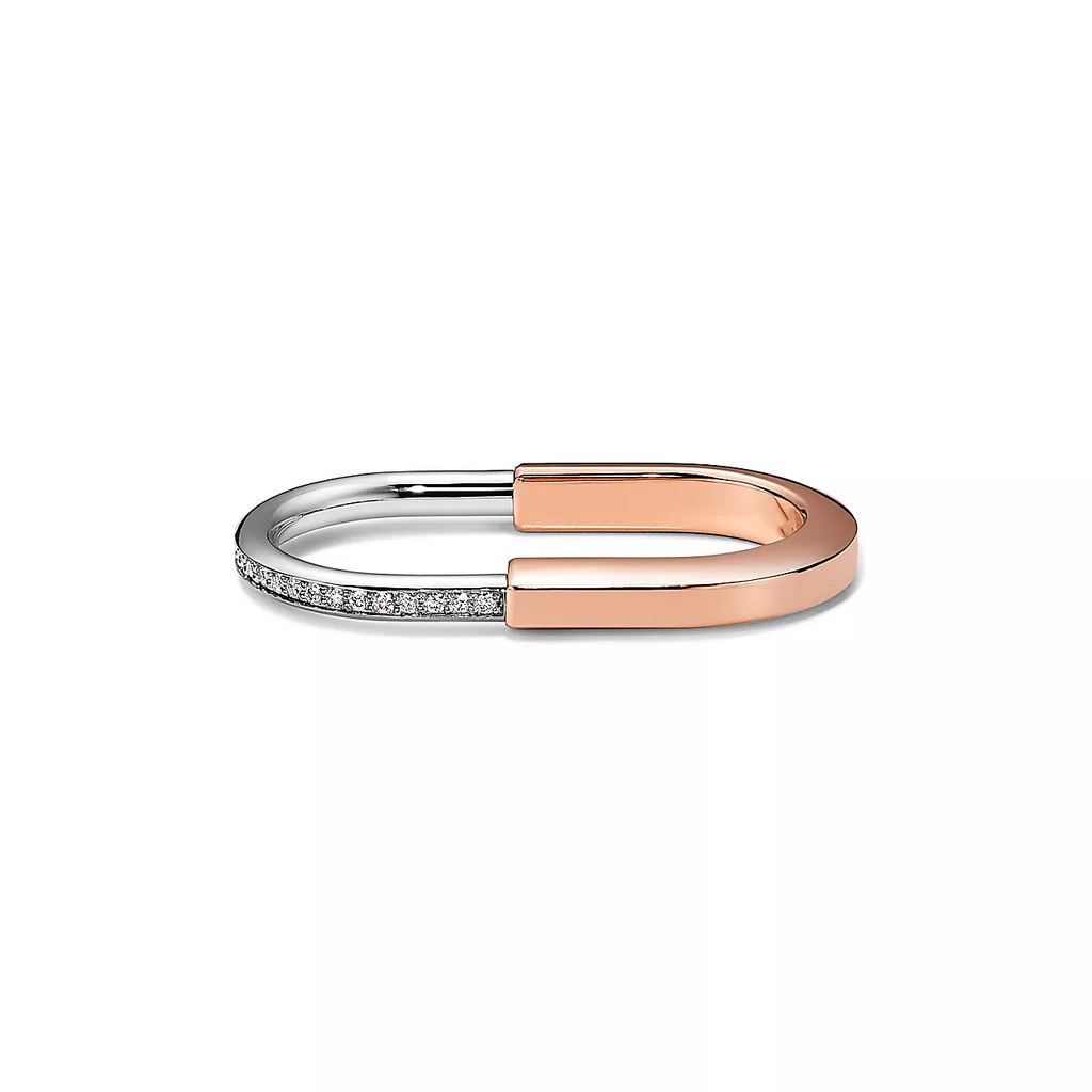 TIFFANY LOCK RING TOW-FINGER ROSE AND WHITE GOLD DIAMONDS