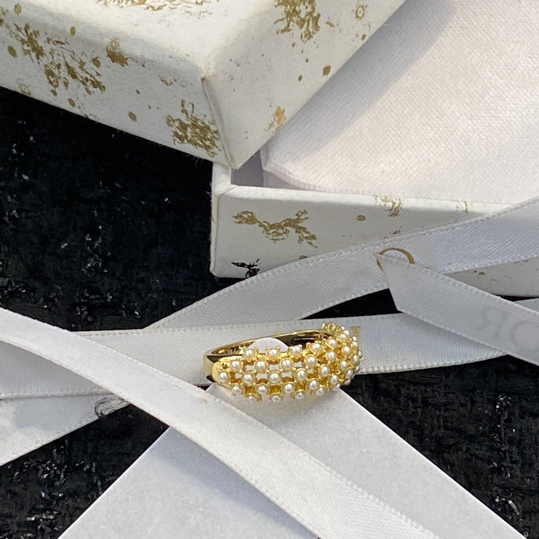 DIOR CD RING PEARL GOLD