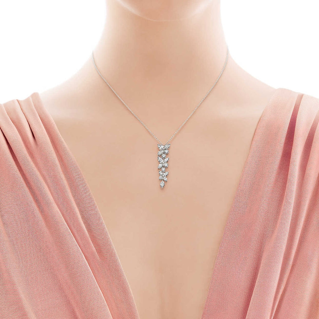 TIFFANY MIXED CLUSTER DIAMOND DROP PENDANT