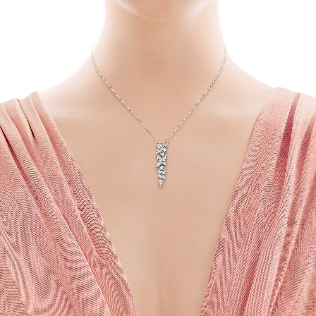 TIFFANY MIXED CLUSTER DIAMOND DROP PENDANT