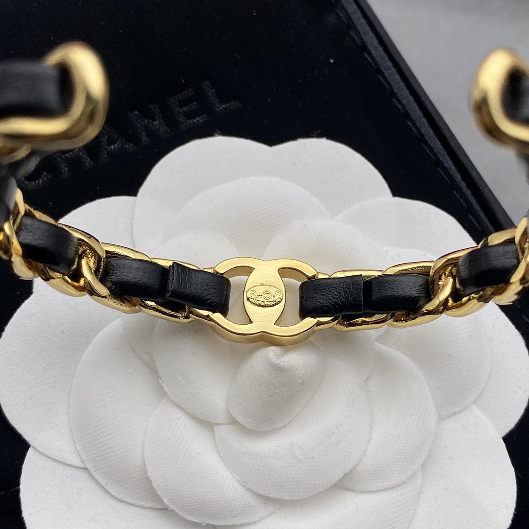 Chanel Black Rope Gold Diamond Bracelet