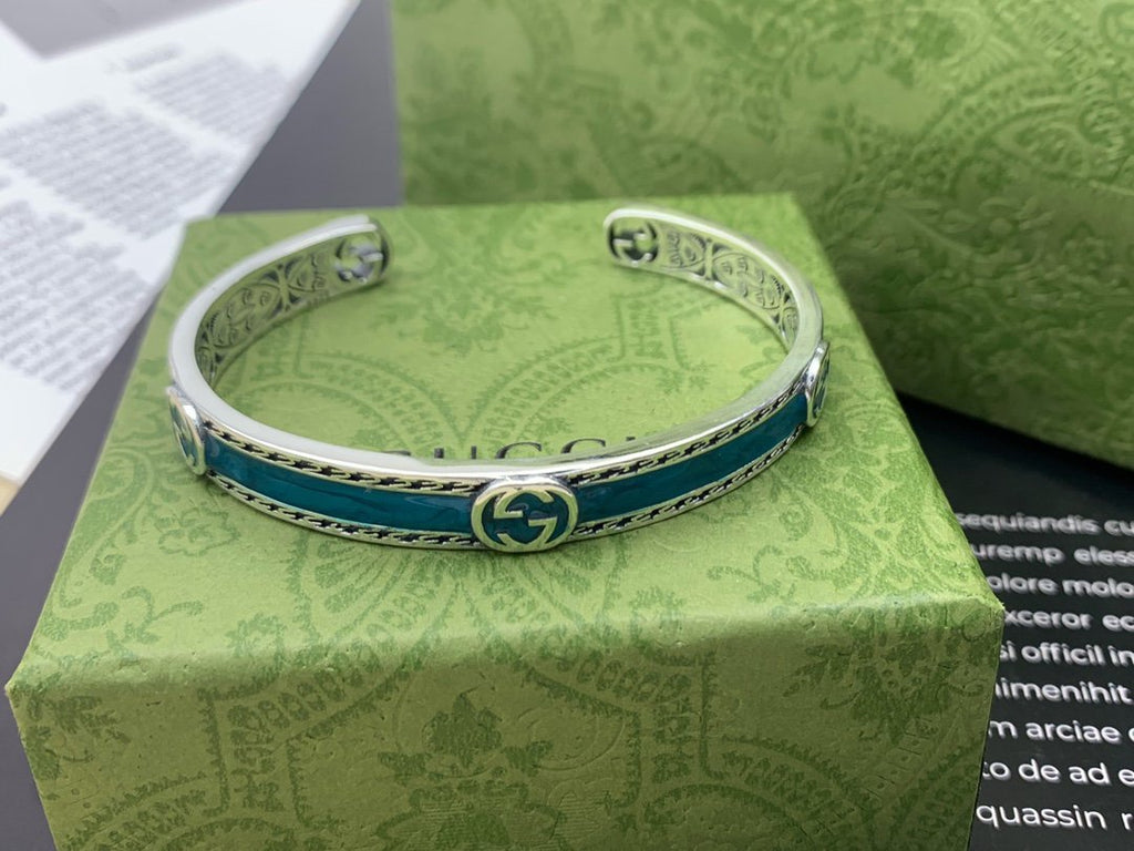 GUCCI GG TURQUOISE ENAMEL BRACELET