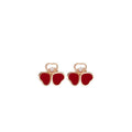 CHOPARD HAPPY HEART CARNELIAN EARRINGS PINK GOLD DIAMOND