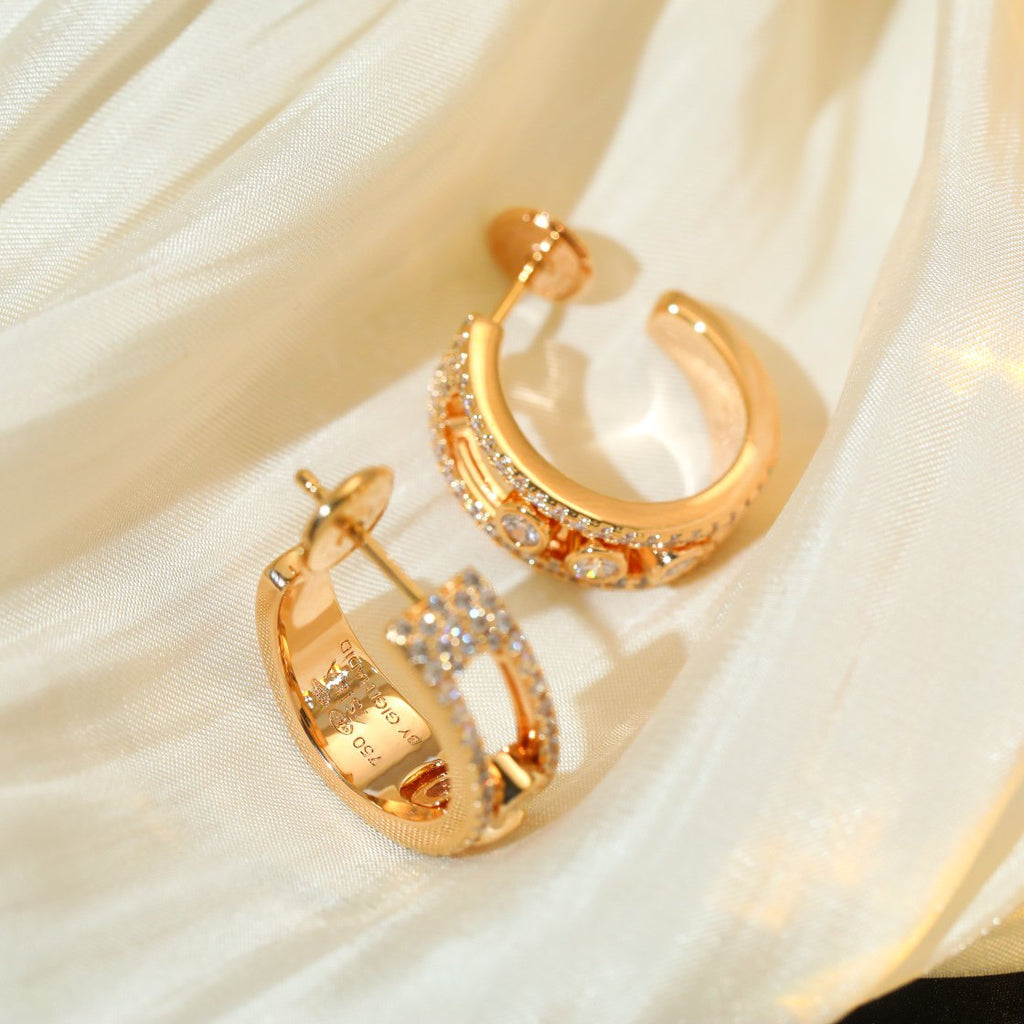 MESSIKA CREOLES MOVE PAVED PINK GOLD DIAMOND EARRINGS