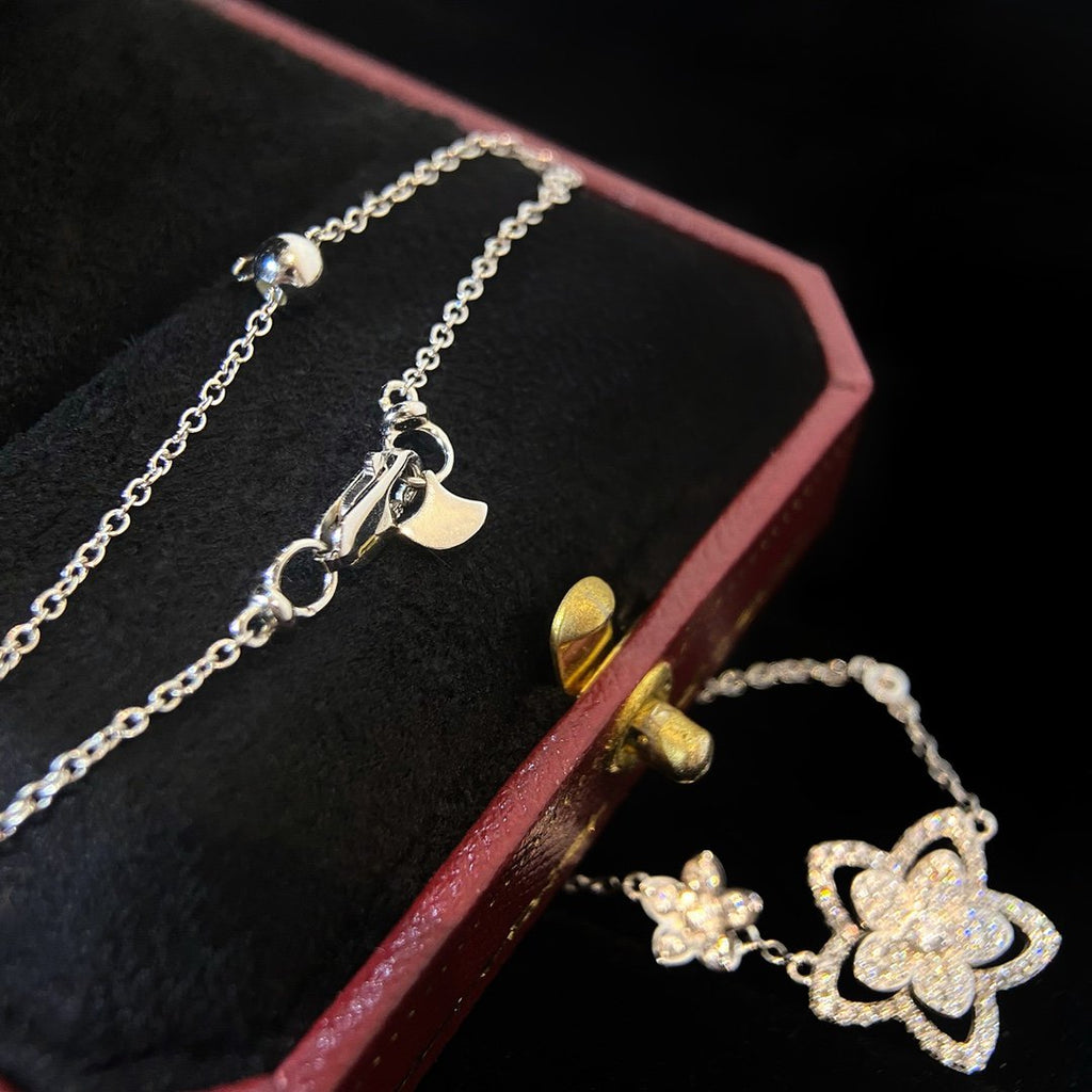 GRAFF WILD FLOWER DOUBLE SILVER DIAMOND NECKLACE