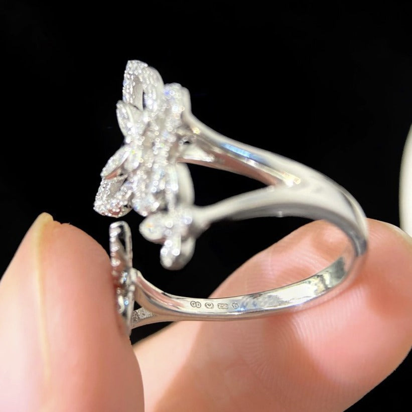 GRAFF TRIPLE BUTTERFLY SILHOUETTE SILVER DIAMOND RING