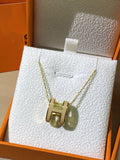 HERMES HM CLIC YELLOW ENAMEL GOLD NECKLACE