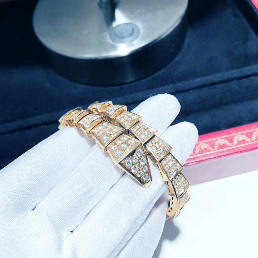 BVLGARI SERPENTI BRACELET 8MM PINK GOLD DIAMOND