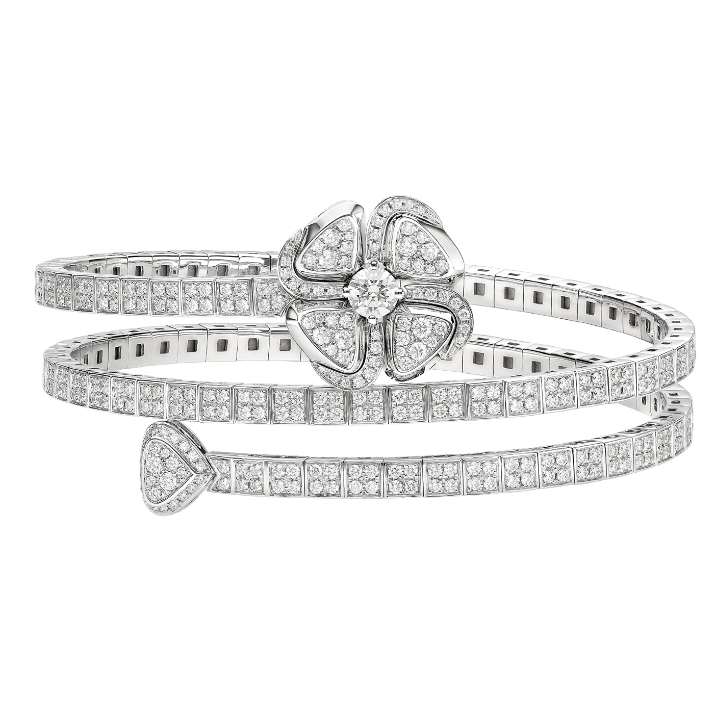 BVLGARI FIOREVER BRACELET SILVER DIAMOND DOUBLE ROW