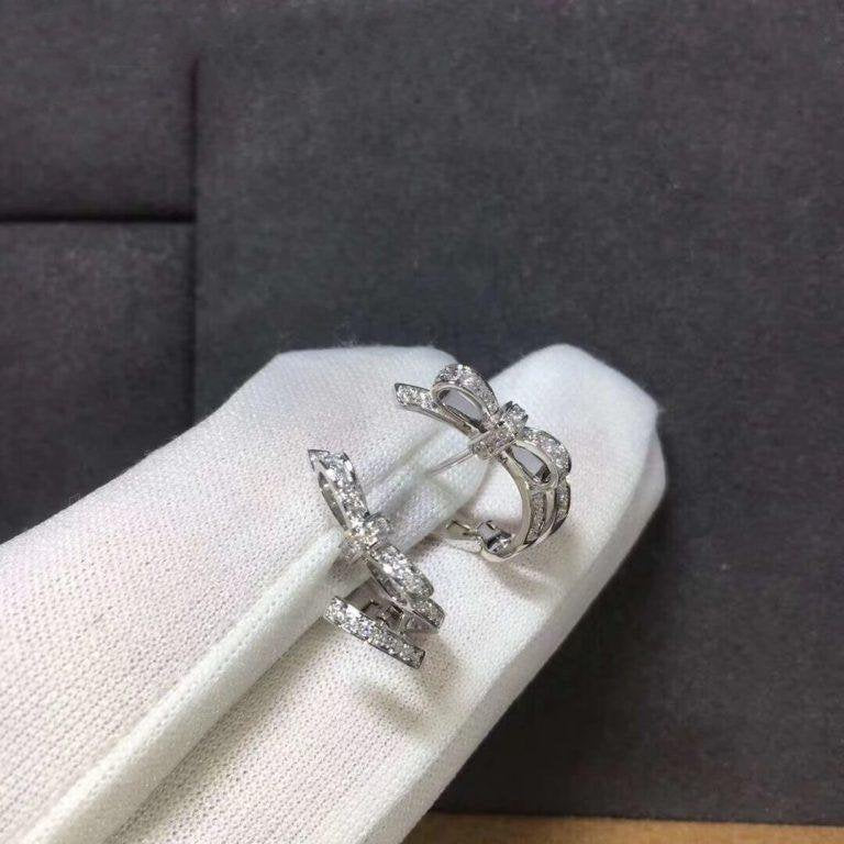 Chanel Ruban Silver Earrings Diamond