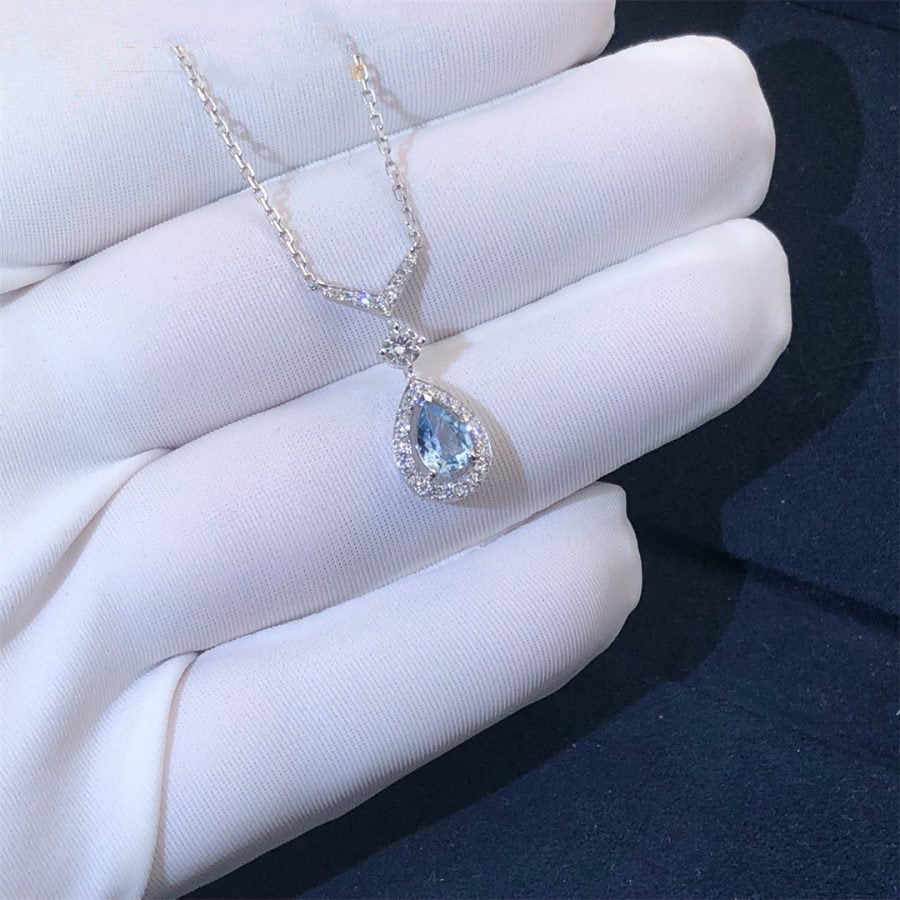 CHAUMET JOSEPHINE TURQUOISE LIGHT SILVER DIAMOND NECKLACE
