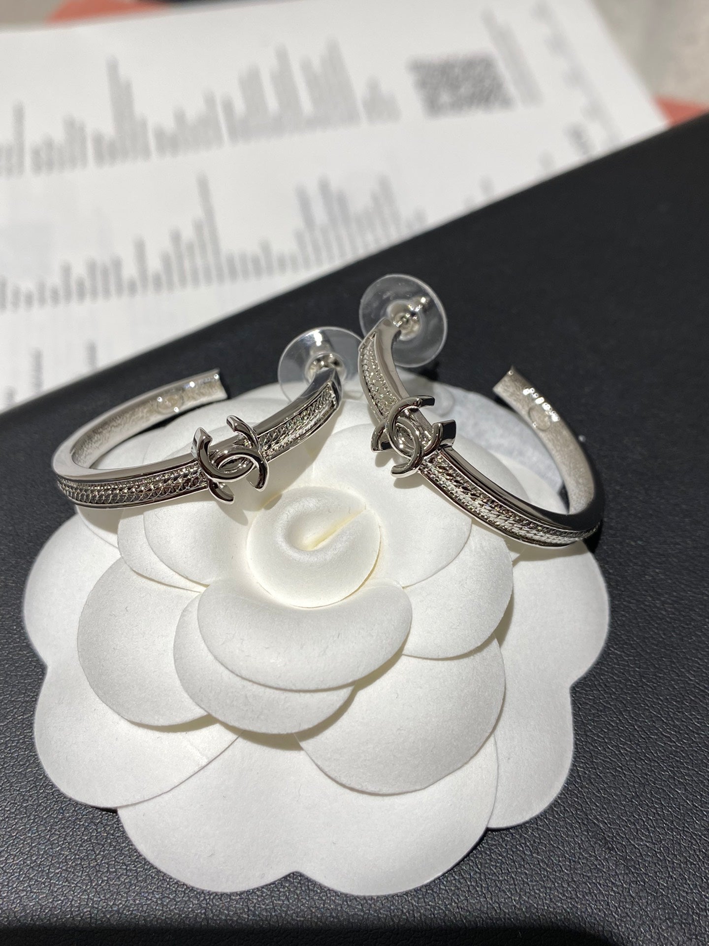 Chanel Double C Snake Bone Circular Hoop Earrings