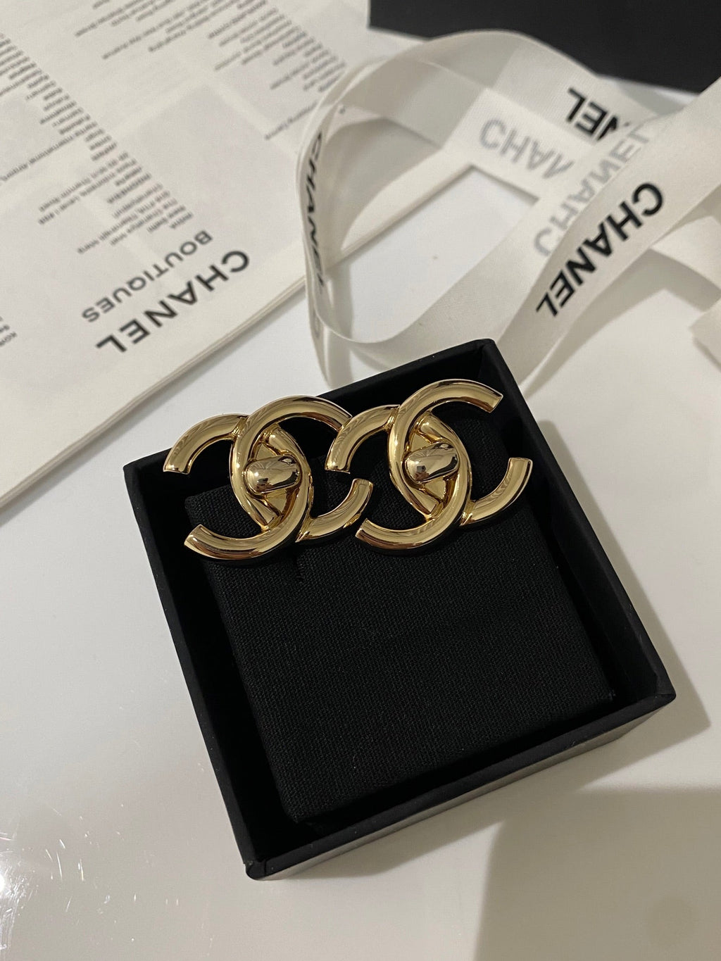 Chanel Double C Large Backpack Gold Earrings