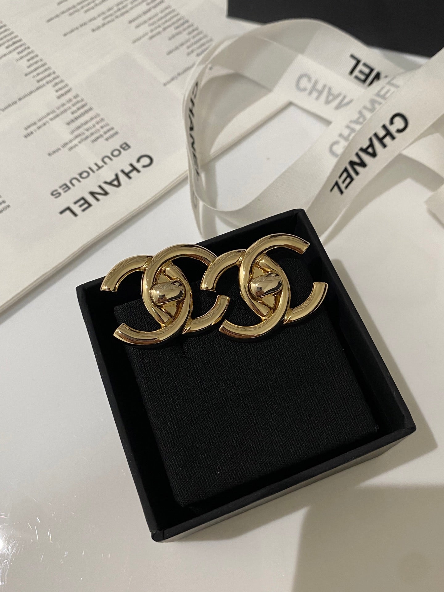 Chanel Double C Large Backpack Gold Earrings