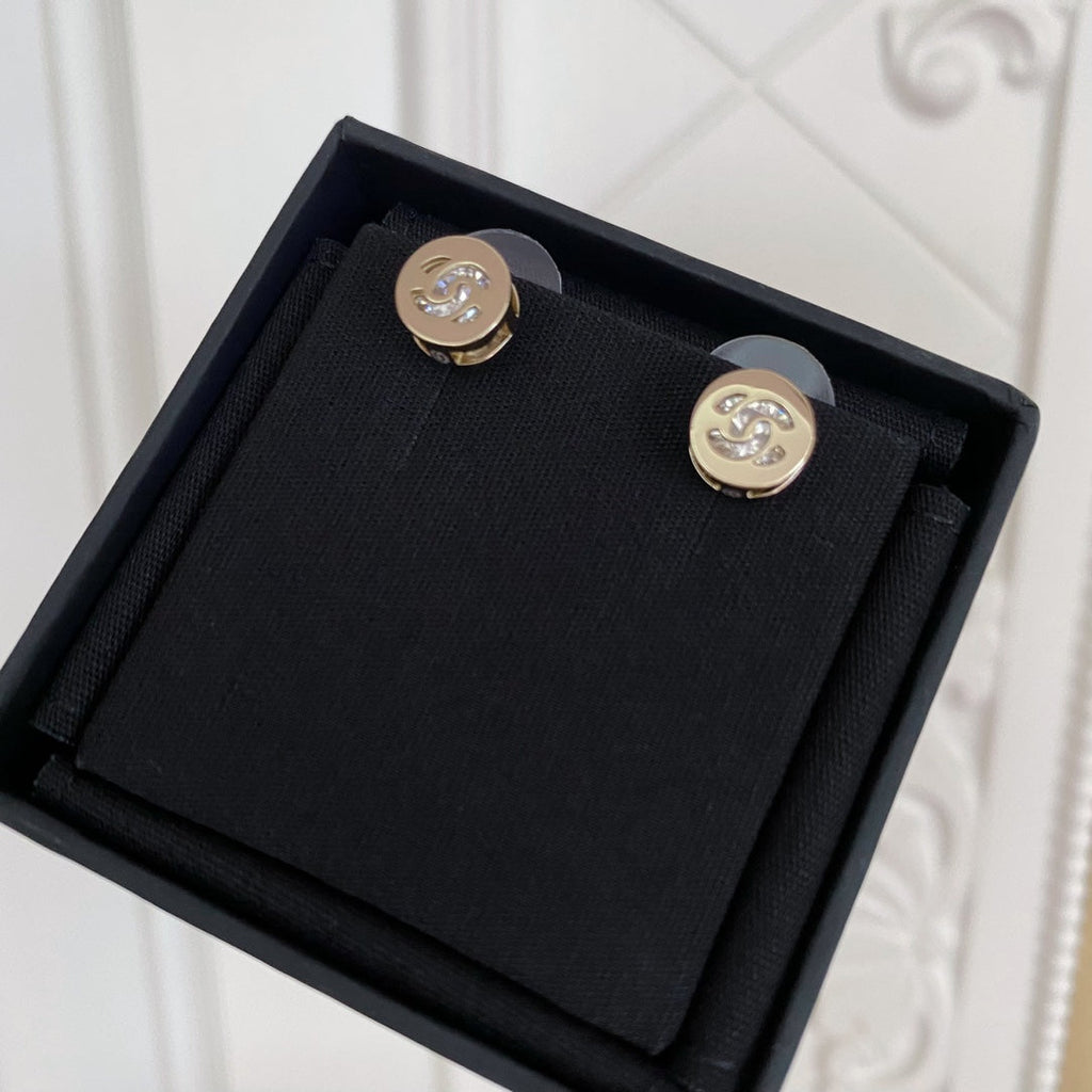 Chanel Little Gold Diamond Rhinestone Earrings