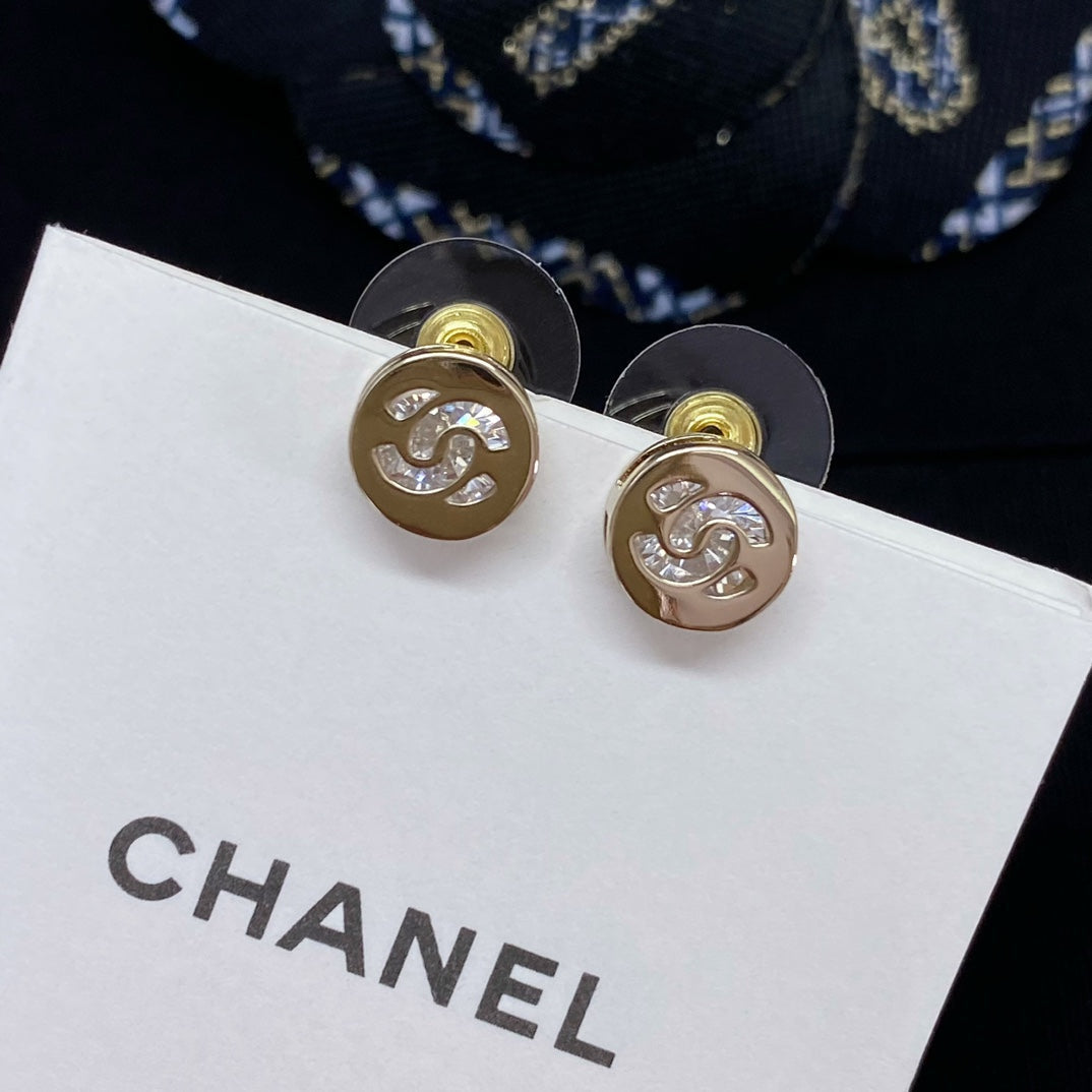 Chanel Little Gold Diamond Rhinestone Earrings