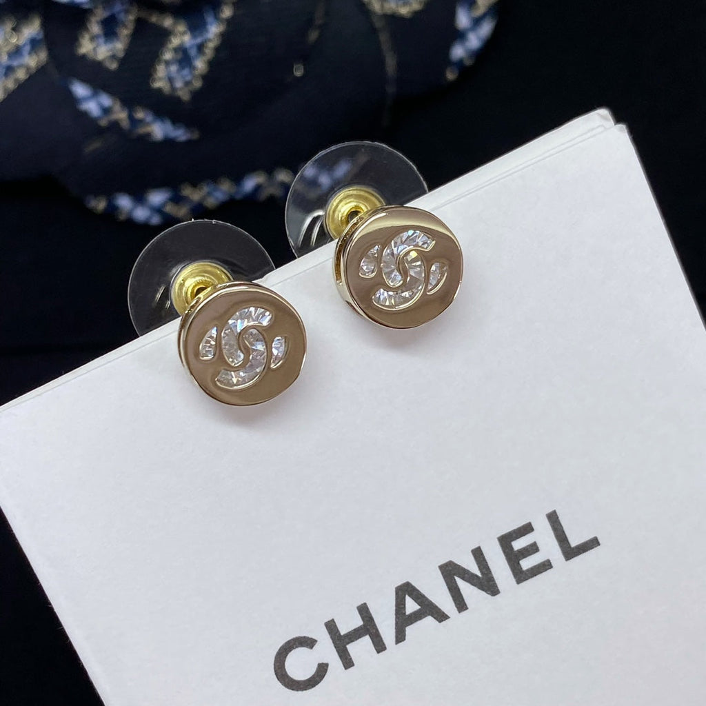 Chanel Little Gold Diamond Rhinestone Earrings