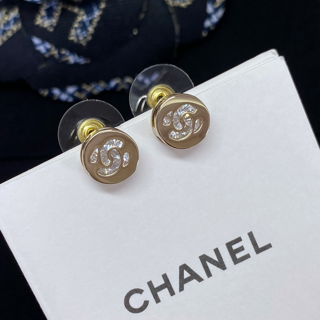 Chanel Little Gold Diamond Rhinestone Earrings