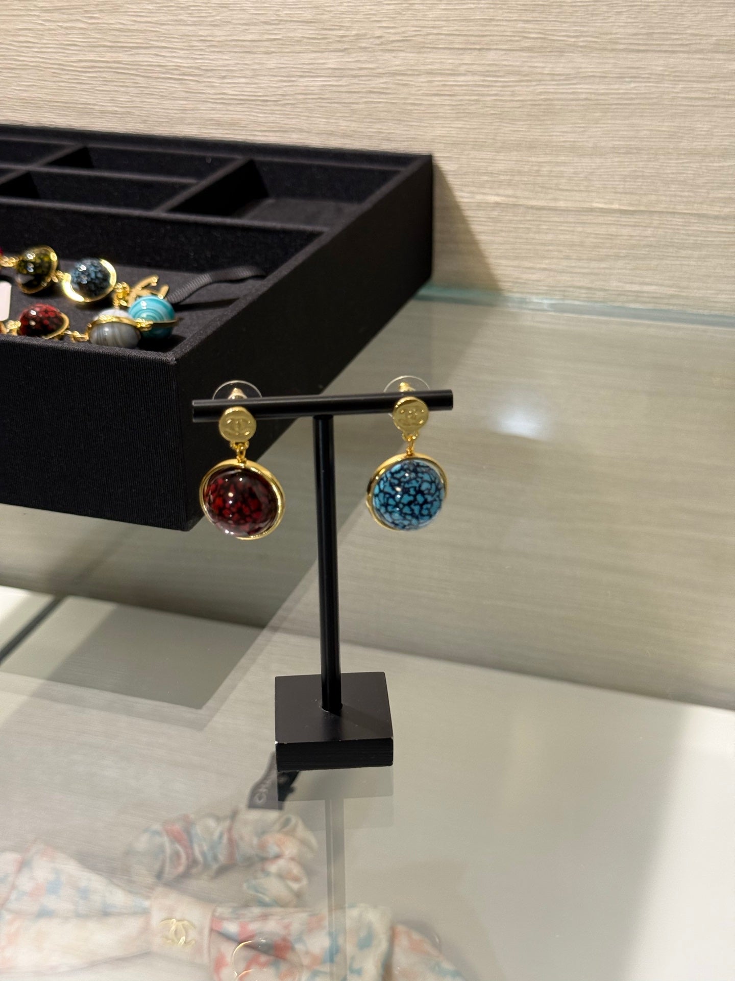 Chanel 2026 Colorful Gilded Sphere Planet Gold Bean Double C Earrings