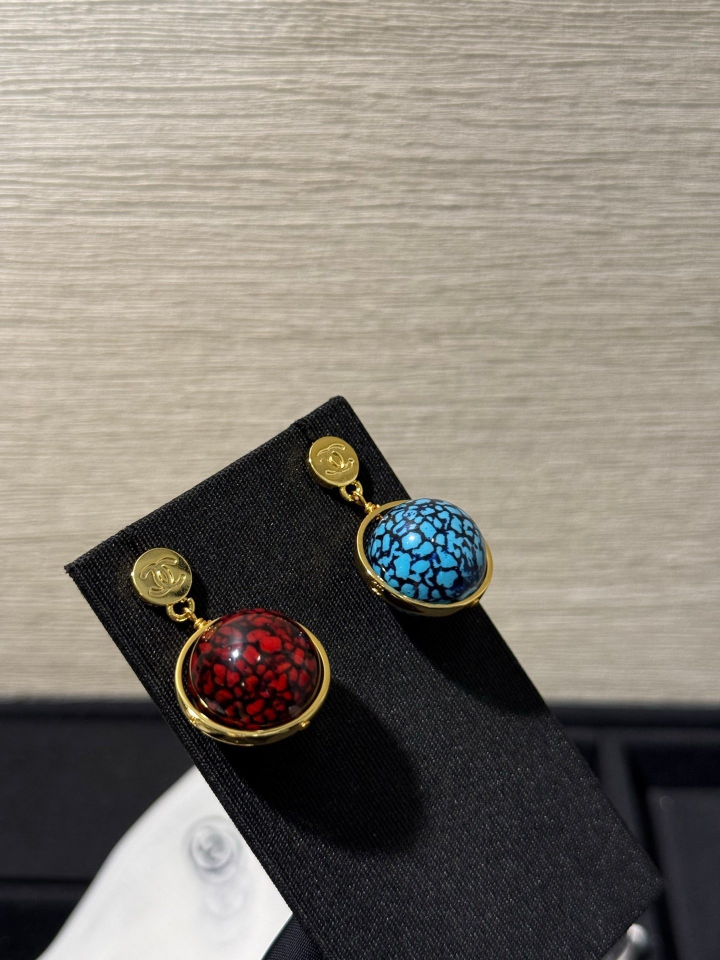 Chanel 2026 Colorful Gilded Sphere Planet Gold Bean Double C Earrings