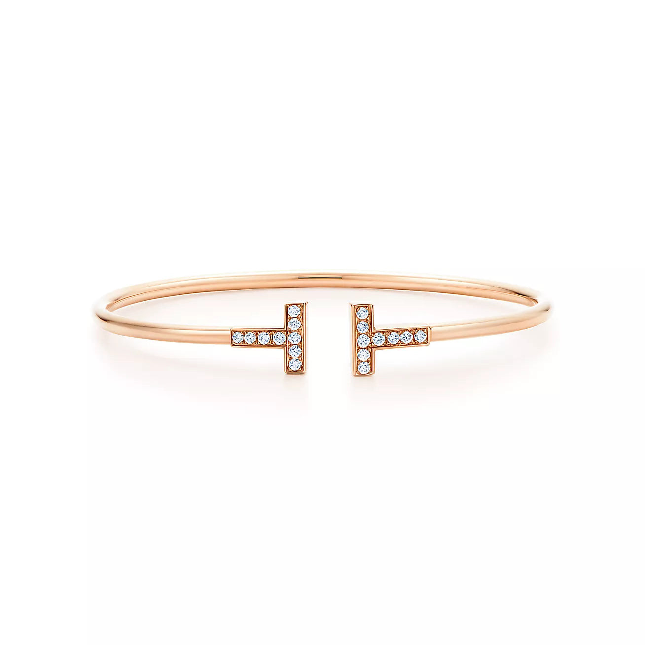 TIFFANY T BRACELET PINK GOLD 1.8MM DIAMOND